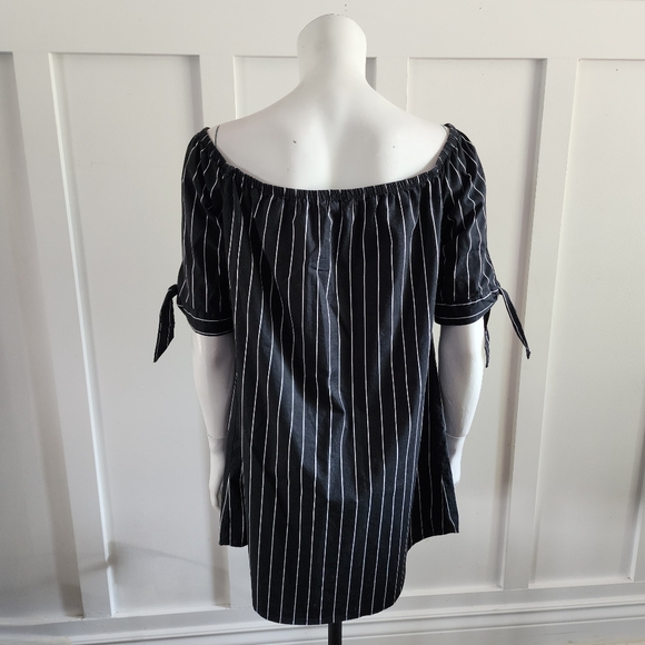 Streetwear society black/white striped off the shoulders mini dress, M - Picture 5 of 9